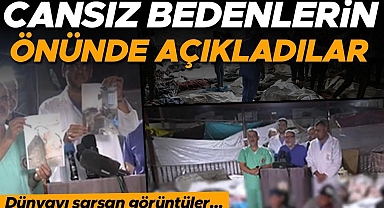 Dünya basını İsrail'in hastane saldırısını böyle gördü! Yürek yakan görüntü: Cansız bedenlerin önünde basın açıklaması