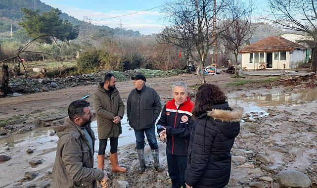 Bergama'da sel... Tarımsal zarar tespiti sürüyor