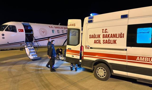 Beyin kanaması geçiren hasta ambulans uçakla Ankara'ya sevk edildi