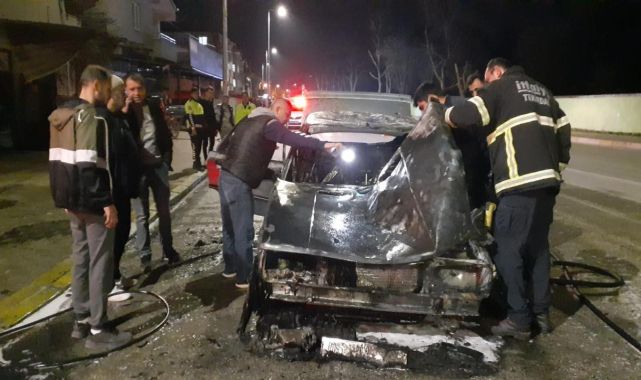 Bakımı dün yapılan otomobil alev aldı