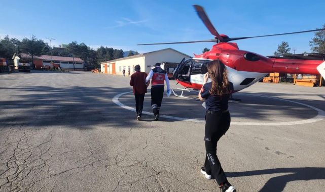 Parmağını çapa makinasına kaptıran kişi ambulansı helikopterle Ankara'ya sevk edildi