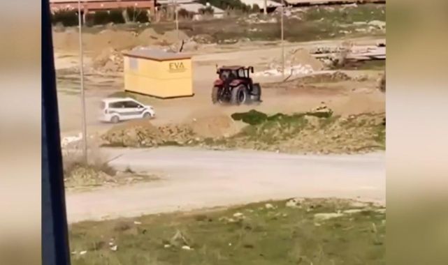 Traktörle polisten kaçan sürücü ehliyetsiz çıktı: O anlar kamerada