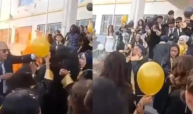 Okuldaki mezuniyet kutlamasında helyum gazlı balon patlad