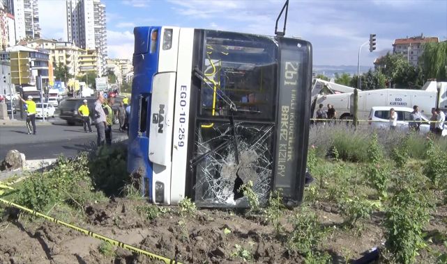 Ankara'da EGO otobüsünün devrildiği anın görüntülerine ulaşıldı