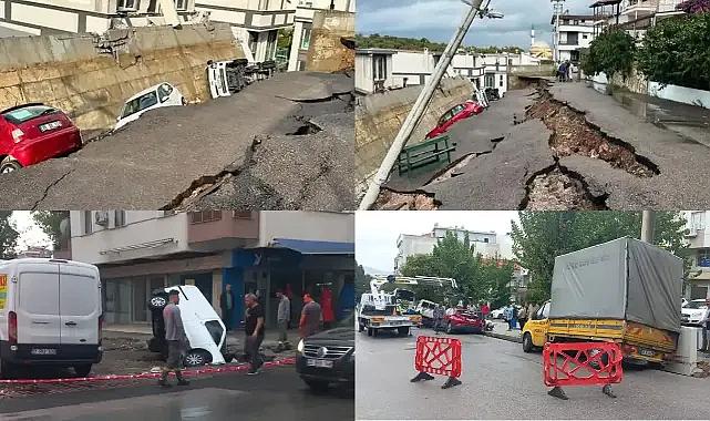 İzmir'de sağanak: Yol çöktü, araçlar denize sürüklendi, bir okulda eğitime ara verildi