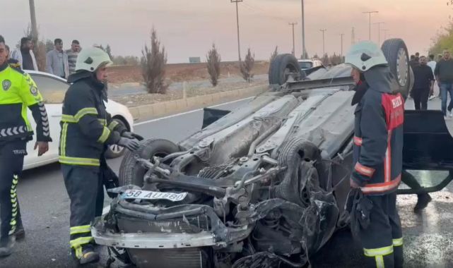 Köpeğe çarpmamak için manevra yapan otomobil takla attı: 4 yaralı