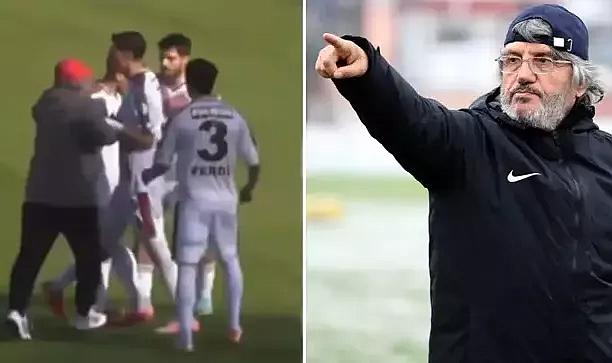 Karşıyaka’da şok anlar: Teknik direktör sahaya girip futbolcusuna saldırdı