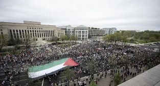 Washington'da binlerce kişi Filistin'e destek için toplandı