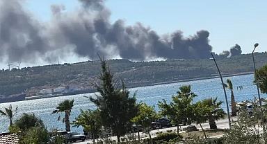 Aliağa’da gemi söküm tesislerindeki hurdalık deposunda yangın